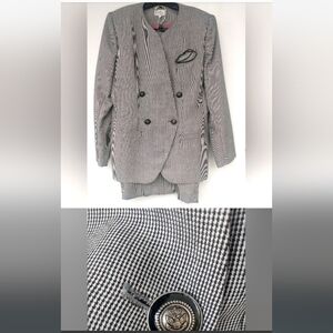 💅Vintage Skirt Set Checker Black White 80s 90s Blazer Jacket Emily...